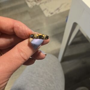 Gold and Black Beaded Ring